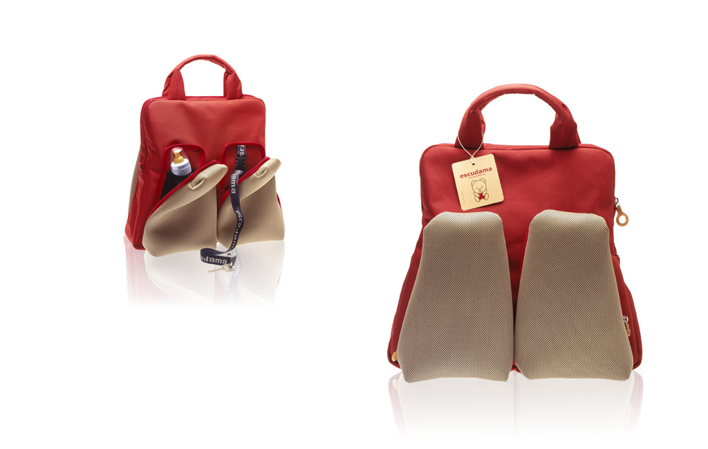 red and begie functional bag 
